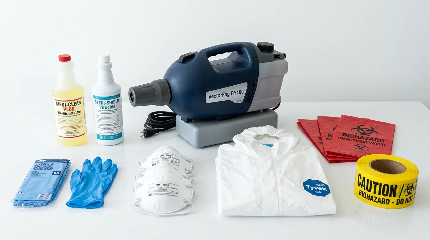 Professional biohazard remediation crew working in Fairview